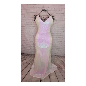 Irene iridescent sequin floor-length formal Windsor dress, size Large